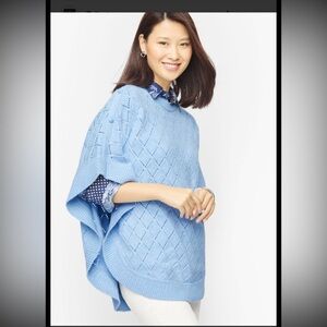 Talbots size M Light Blue Women's pointelle sweater poncho